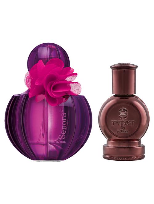 ajmal senora edp spicy 75ml for women and tempest concentrated oil alcohol-free attar 12ml for unisex + 2 parfum testers free - 17150064 - Very Small Image - 1