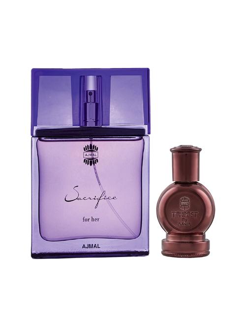 ajmal sacrifice for her edp musky 50ml for women and tempest cp alcohol-free attar 12ml for unisex + 2 parfum testers free - 17150070 - Very Small Image - 1