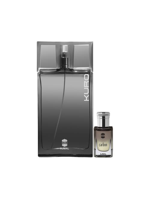 ajmal kuro edp 90ml for men and carbon concentrated oil alcohol-free attar 10ml for men + 2 parfum testers free - 17150093 - Very Small Image - 1