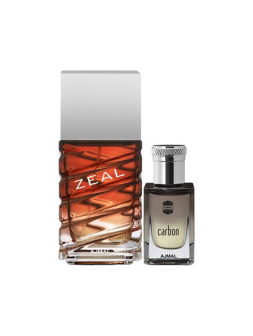 ajmal zeal edp 100ml for men and carbon concentrated oil spicy alcohol-free attar 10ml for men + 2 parfum testers free - 17150098 - Very Small Image - 1