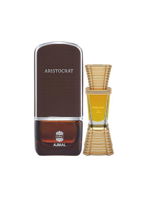 ajmal aristocrat edp 75ml for men and impress concentrated oil alcohol-free attar 10ml for men + 2 parfum testers free - 17150118 - Very Small Image - 1