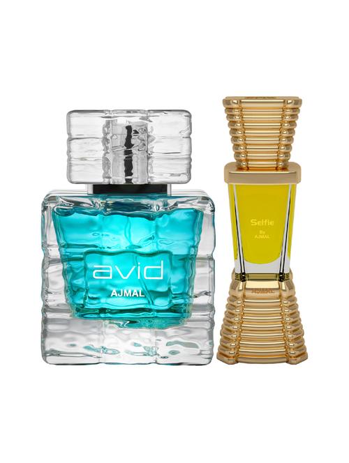 ajmal avid edp 75ml for men and selfie concentrated oil aromatic alcohol-free attar 10ml for men + 2 parfum testers free - 17150148 - Very Small Image - 1