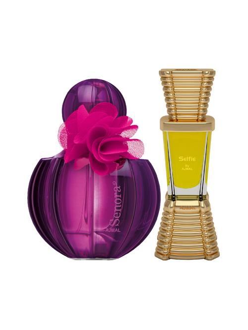 ajmal senora edp 75ml for women and selfie concentrated oil alcohol-free attar 10ml for men + 2 parfum testers free - 17150157 - Very Small Image - 1