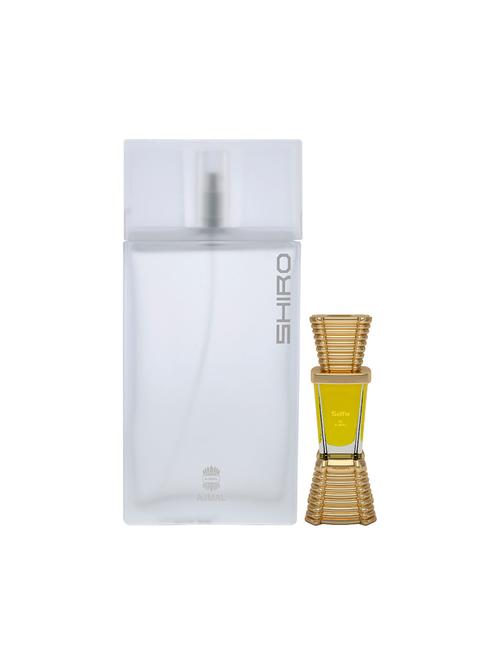 ajmal shiro edp 90ml for men and selfie concentrated oil alcohol-free attar 10ml for men + 2 parfum testers free - 17150167 - Very Small Image - 1