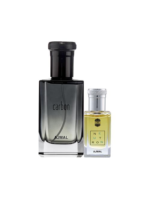 ajmal carbon edp spicy 100ml for men and neutron concentrated oil alcohol-free attar 10ml for men + 2 parfum testers free - 17150172 - Very Small Image - 1