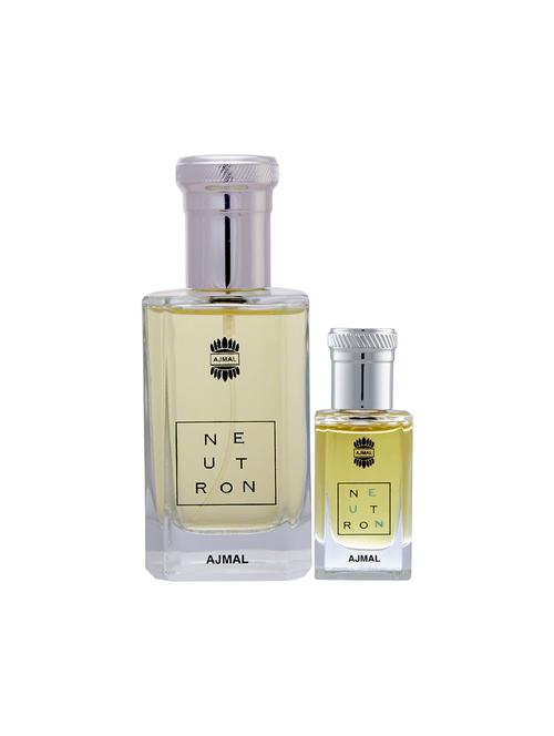 ajmal neutron edp 100ml for men and neutron concentrated oil alcohol-free attar 10ml for men + 2 parfum testers free - 17150173 - Very Small Image - 1