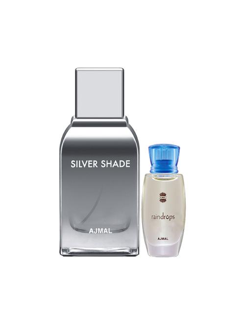ajmal silver shade edp 100ml for men and raindrops concentrated oil alcohol-free attar 10ml for women + 2 parfum testers free - 17150207 - Very Small Image - 1