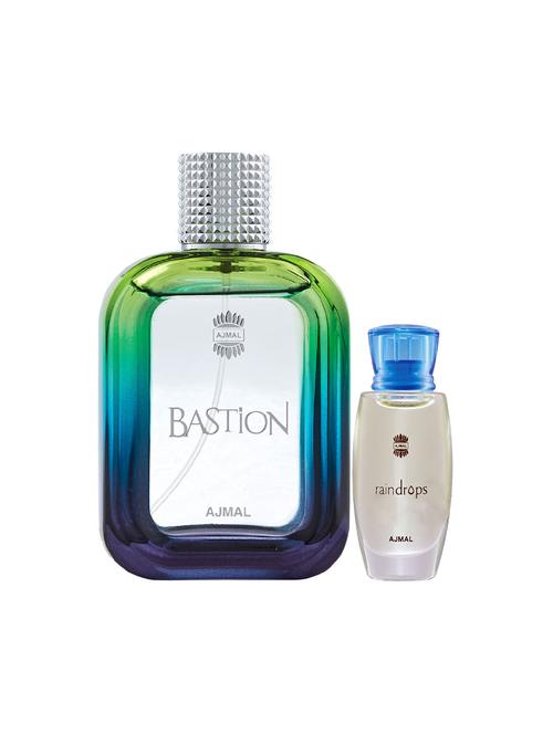 ajmal bastion edp 100ml for men and raindrops concentrated oil alcohol-free attar 10ml for women + 2 parfum testers free - 17150228 - Very Small Image - 1