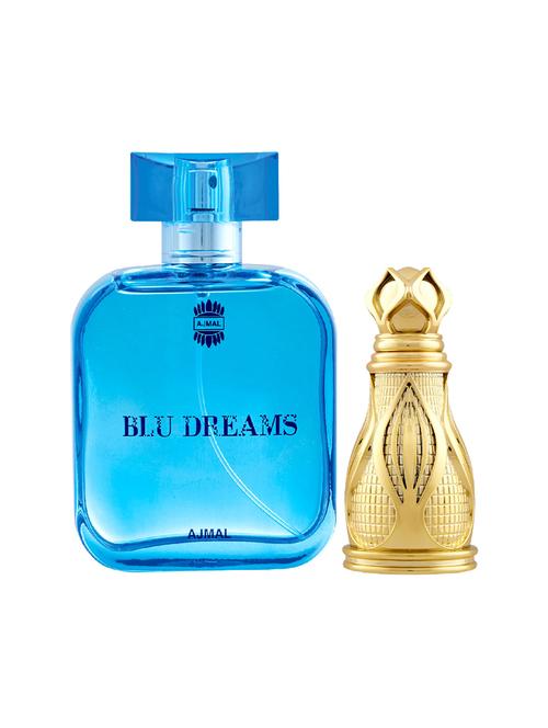 ajmal blu dreams edp citurs 100ml for men and khofooq cp oudhy alcohol-free attar 18ml for unisex + 2 parfum testers free - 17150231 - Very Small Image - 1