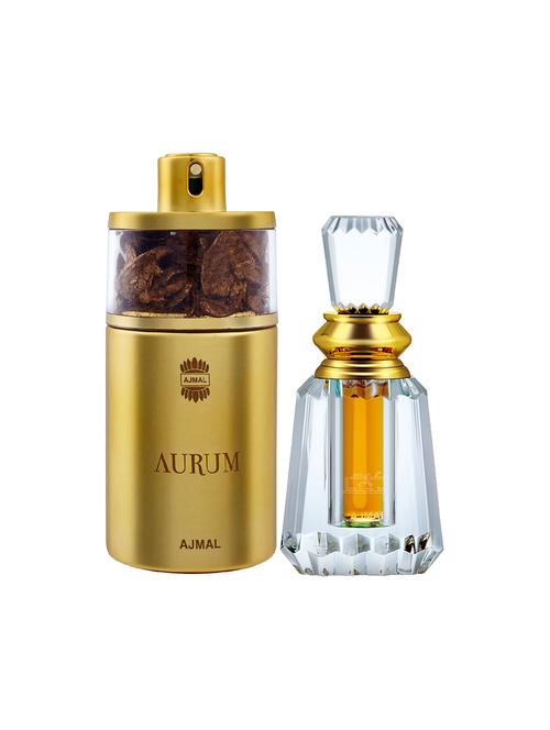 ajmal aurum edp 75ml for women and oudh mukhallat cp oudhy alcohol-free attar 6ml for unisex + 2 parfum testers free - 17150261 - Very Small Image - 1
