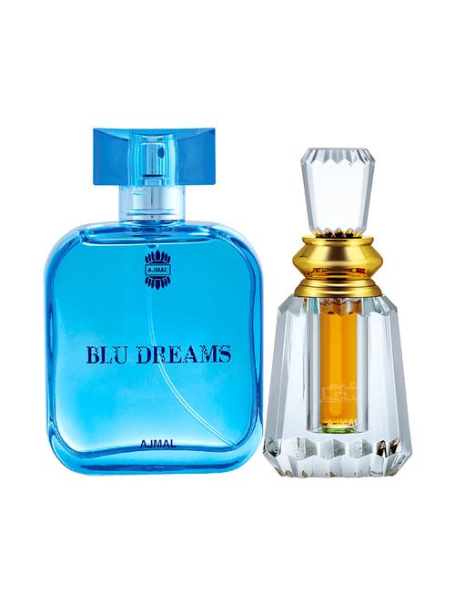 ajmal blu dreams edp citurs 100ml for men and oudh mukhallat cp oudhy 6ml for unisex + 2 parfum testers free - 17150262 - Very Small Image - 1