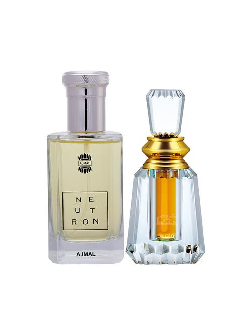 ajmal neutron edp 100ml for men and oudh mukhallat cp oudhy alcohol-free attar 6ml for unisex + 2 parfum testers free - 17150266 - Very Small Image - 1