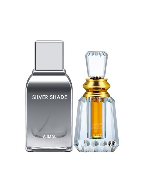 ajmal silver shade edp 100ml for men and oudh mukhallat cp oudhy alcohol-free attar 6ml for unisex + 2 parfum testers free - 17150269 - Very Small Image - 1