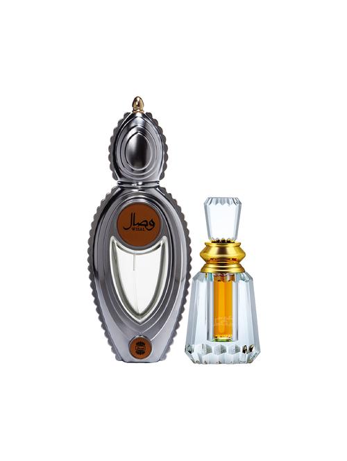 ajmal wisal edp musky 50ml for women and oudh mukhallat cp oudhy alcohol-free attar 6ml for unisex + 2 parfum testers free - 17150283 - Very Small Image - 1