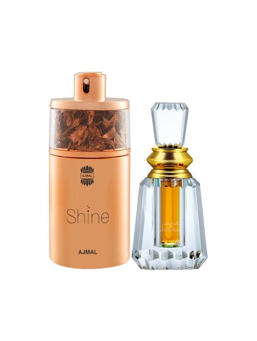 ajmal shine edp 75ml for women and oudh mukhallat cp oudhy alcohol-free attar 6ml for unisex + 2 parfum testers free - 17150289 - Very Small Image - 1