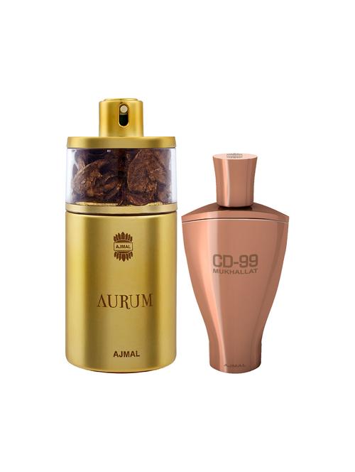ajmal aurum edp 75ml for women and cd 99 mukhallat cp alcohol-free attar 14ml for unisex + 2 parfum testers free - 17150292 - Very Small Image - 1