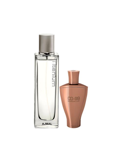 ajmal titanium edp 100ml for men and cd 99 mukhallat cp alcohol-free attar 14ml for unisex + 2 parfum testers free - 17150301 - Very Small Image - 1