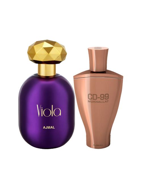 ajmal viola edp 75ml for women and cd 99 mukhallat cp alcohol-free attar 14ml for unisex + 2 parfum testers free - 17150313 - Very Small Image - 1
