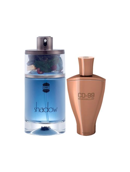 ajmal shadow him edp 75ml for men and cd 99 mukhallat cp alcohol-free attar 14ml for unisex + 2 parfum testers free - 17150319 - Very Small Image - 1