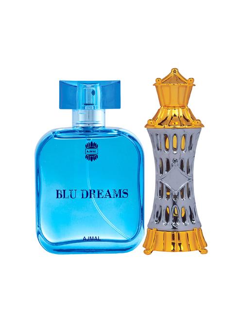ajmal blu dreams edp citurs 100ml for men and mizyaan cp musky alcohol-free attar 14ml for unisex + 2 parfum testers free - 17150324 - Very Small Image - 1