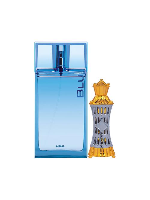 ajmal blu edp 90ml for men and mizyaan cp musky alcohol-free attar 14ml for unisex + 2 parfum testers free - 17150325 - Very Small Image - 1