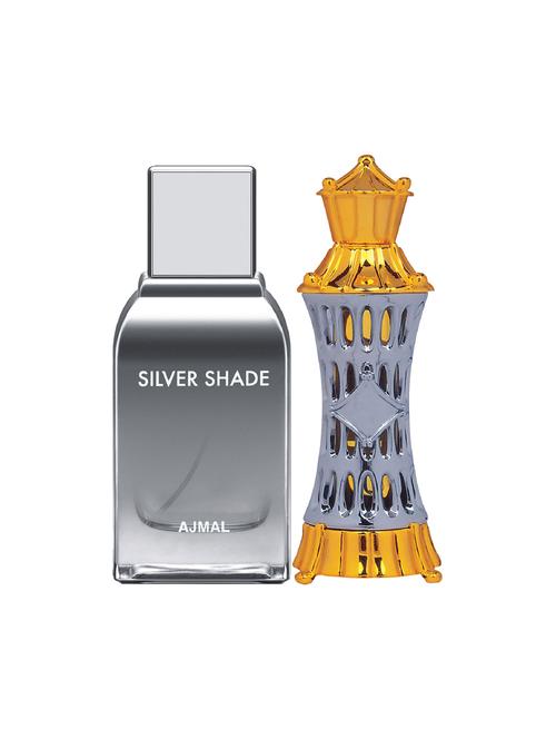 ajmal silver shade edp 100ml for men and mizyaan cp musky alcohol-free attar 14ml for unisex + 2 parfum testers free - 17150331 - Very Small Image - 1