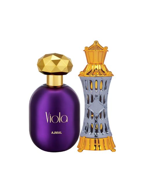 ajmal viola edp 75ml for women and mizyaan cp musky alcohol-free attar 14ml for unisex + 2 parfum testers free - 17150344 - Very Small Image - 1
