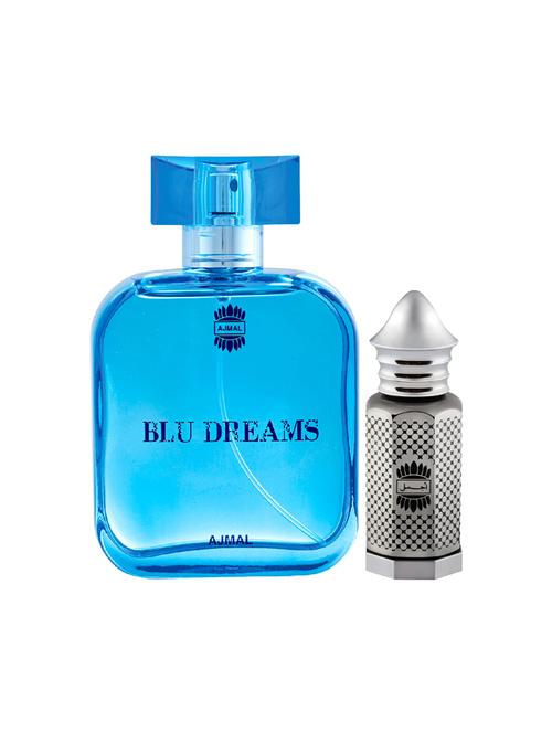 ajmal blu dreams edp citurs 100ml for men and asher cp alcohol-free attar 12ml for unisex + 2 parfum testers free - 17150355 - Very Small Image - 1