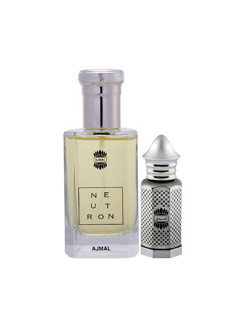 ajmal neutron edp 100ml for men and asher cp alcohol-free attar 12ml for unisex + 2 parfum testers free - 17150359 - Very Small Image - 1