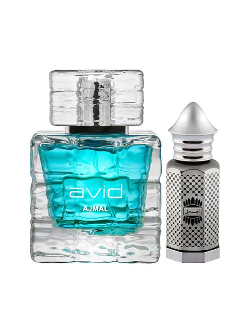 ajmal avid edp 75ml for men and asher concentrated oil oriental alcohol-free attar 12ml for unisex + 2 parfum testers free - 17150365 - Very Small Image - 1