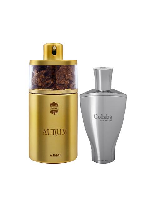 ajmal aurum edp 75ml for women and colaba mukhallat cp alcohol-free attar 14ml for unisex + 2 parfum testers free - 17150385 - Very Small Image - 1