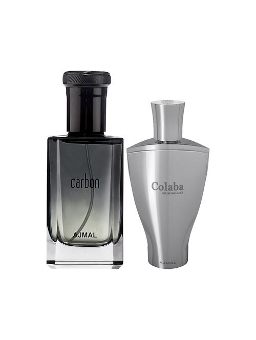 ajmal carbon edp 100ml for men and colaba mukhallat cp alcohol-free attar 14ml for unisex + 2 parfum testers free - 17150389 - Very Small Image - 1