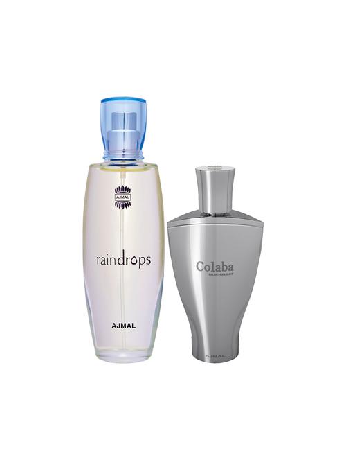 ajmal raindrops edp 50ml for women and colaba mukhallat cp alcohol-free attar 14ml for unisex + 2 parfum testers free - 17150391 - Very Small Image - 1