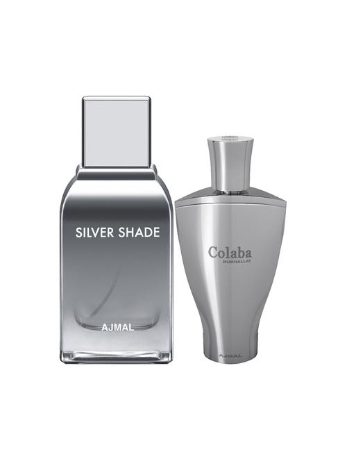 ajmal silver shade edp 100ml for men and colaba mukhallat cp alcohol-free attar 14ml for unisex + 2 parfum testers free - 17150393 - Very Small Image - 1