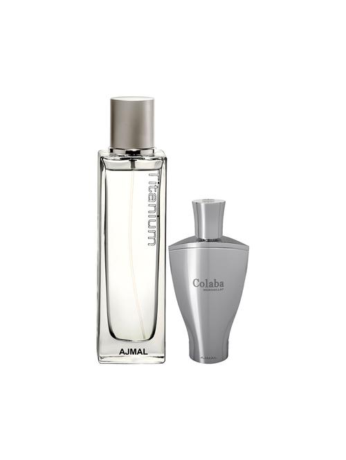 ajmal titanium edp 100ml for men and colaba mukhallat cp alcohol-free attar 14ml for unisex + 2 parfum testers free - 17150394 - Very Small Image - 1
