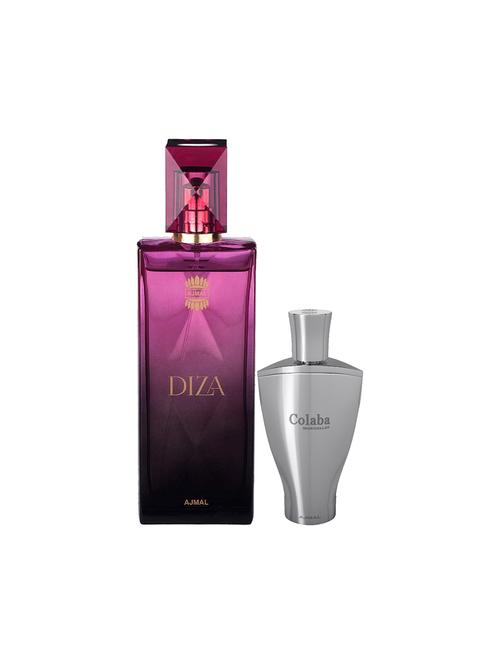 ajmal diza edp 100ml for women and colaba mukhallat cp alcohol-free attar 14ml for unisex + 2 parfum testers free - 17150402 - Very Small Image - 1