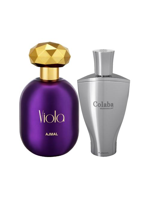 ajmal viola edp 75ml for women and colaba mukhallat cp alcohol-free attar 14ml for unisex + 2 parfum testers free - 17150406 - Very Small Image - 1