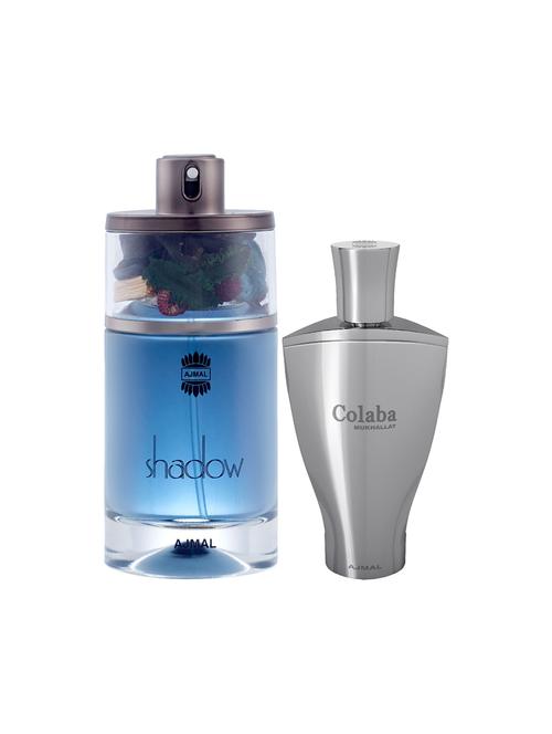 ajmal shadow him edp 75ml for men and colaba mukhallat cp alcohol-free attar 14ml for unisex + 2 parfum testers free - 17150412 - Very Small Image - 1