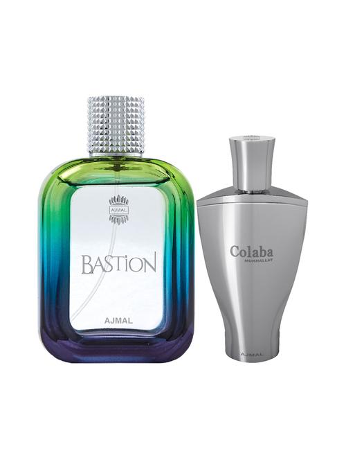 ajmal bastion edp 100ml for men and colaba mukhallat cp alcohol-free attar 14ml for unisex + 2 parfum testers free - 17150414 - Very Small Image - 1