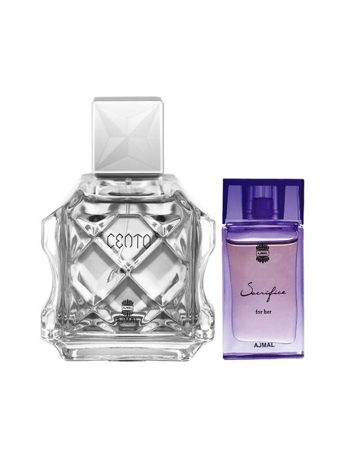 ajmal cento edp 100ml for men and sacrifice for her cp musky alcohol-free attar 10ml for women + 2 parfum testers free - 17150430 - Very Small Image - 1
