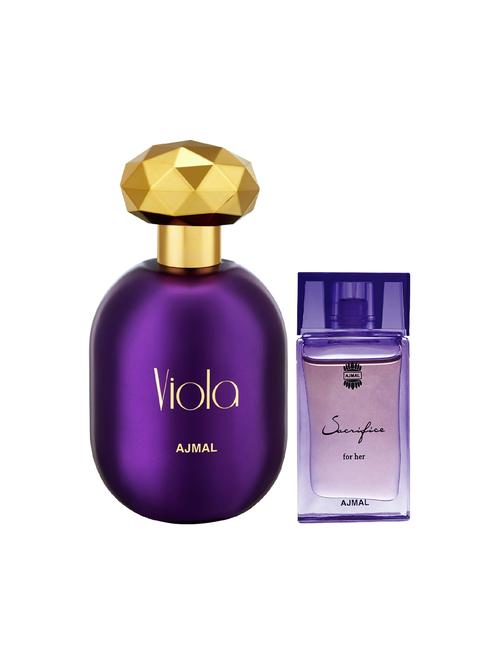 ajmal viola edp 75ml for women and sacrifice for her cp musky alcohol-free attar 10ml for women + 2 parfum testers free - 17150437 - Very Small Image - 1