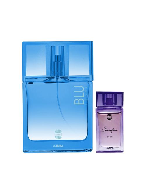 ajmal blu femme edp 50ml for women and sacrifice for her cp musky alcohol-free attar 10ml for women + 2 parfum testers free - 17150441 - Very Small Image - 1