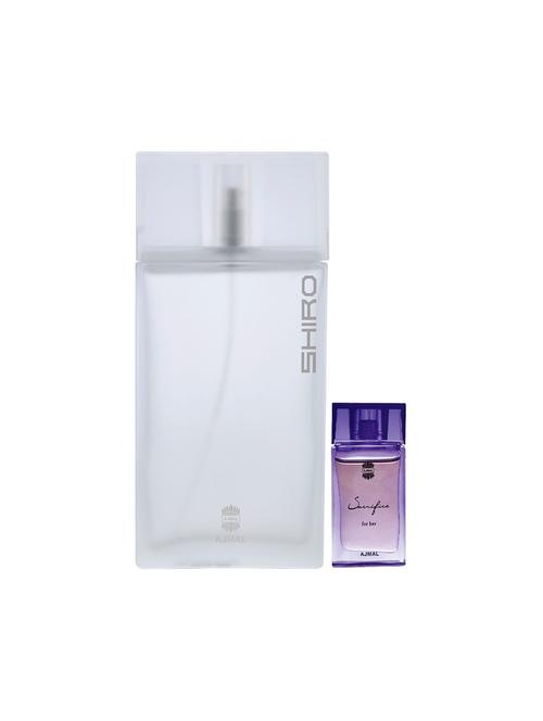 ajmal shiro edp 90ml for men and sacrifice for her cp musky alcohol-free attar 10ml for women + 2 parfum testers free - 17150446 - Very Small Image - 1
