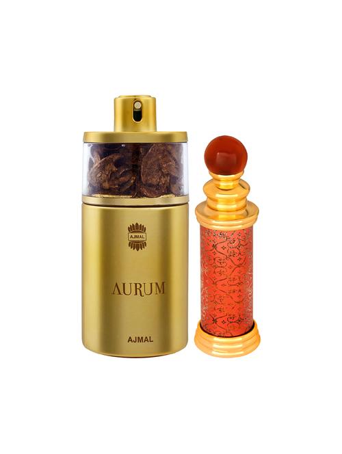 ajmal aurum edp 75ml for women and classic oud cp oudh alcohol-free attar 10ml for unisex + 2 parfum testers free - 17150447 - Very Small Image - 1