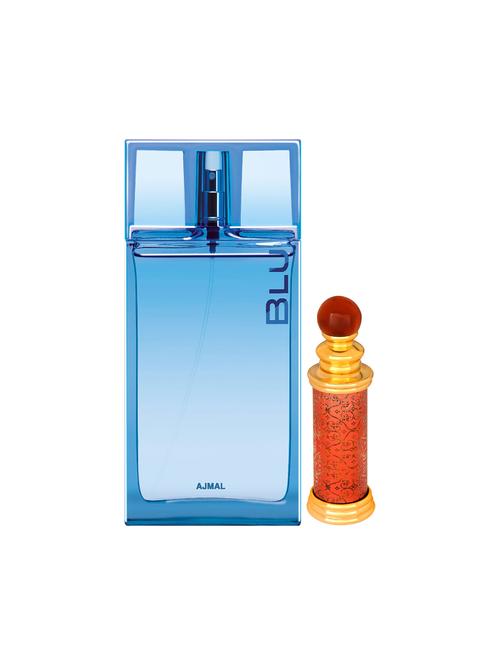 ajmal blu edp 90ml for men and classic oud concentrated oil oudh alcohol-free attar 10ml for unisex + 2 parfum testers free - 17150449 - Very Small Image - 1