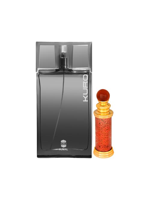 ajmal kuro edp 90ml for men and classic oud concentrated oil oudh alcohol-free attar 10ml for unisex + 2 parfum testers free - 17150465 - Very Small Image - 1