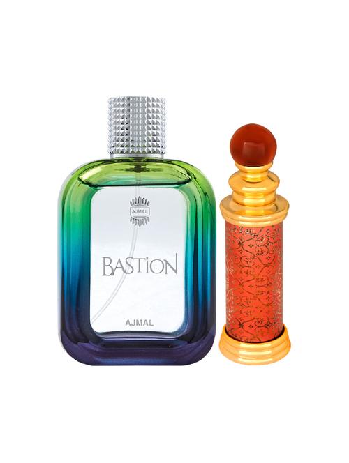 ajmal bastion edp 100ml for men and classic oud cp oudh alcohol-free attar 10ml for unisex + 2 parfum testers free - 17150476 - Very Small Image - 1