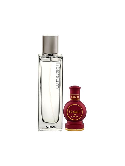 ajmal titanium edp 100ml for men and scarlet cp alcohol-free attar 12ml for unisex + 2 parfum testers free - 17150487 - Very Small Image - 1