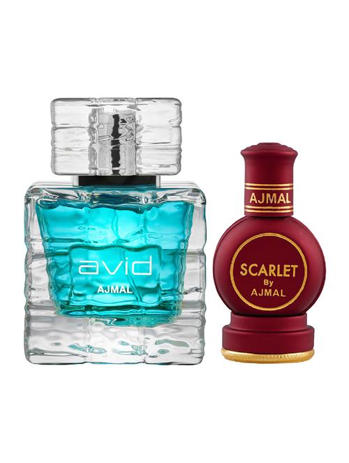 ajmal avid edp 75ml for men and scarlet concentrated oil oriental alcohol-free attar 12ml for unisex + 2 parfum testers free - 17150489 - Very Small Image - 1