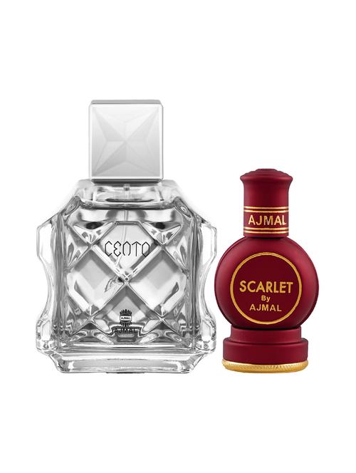 ajmal cento edp 100ml for men and scarlet cp alcohol-free attar 12ml for unisex + 2 parfum testers free - 17150492 - Very Small Image - 1
